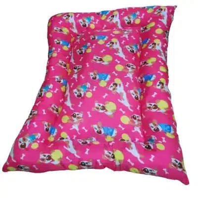 cama para perro antipitbull rosada